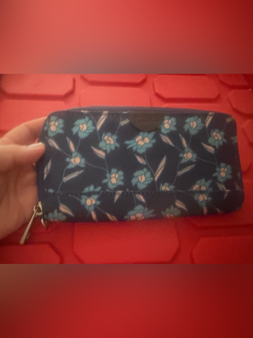 Travelon Safe ID RFID Blue Floral Zip Around Wristlet Wallet Organizer
